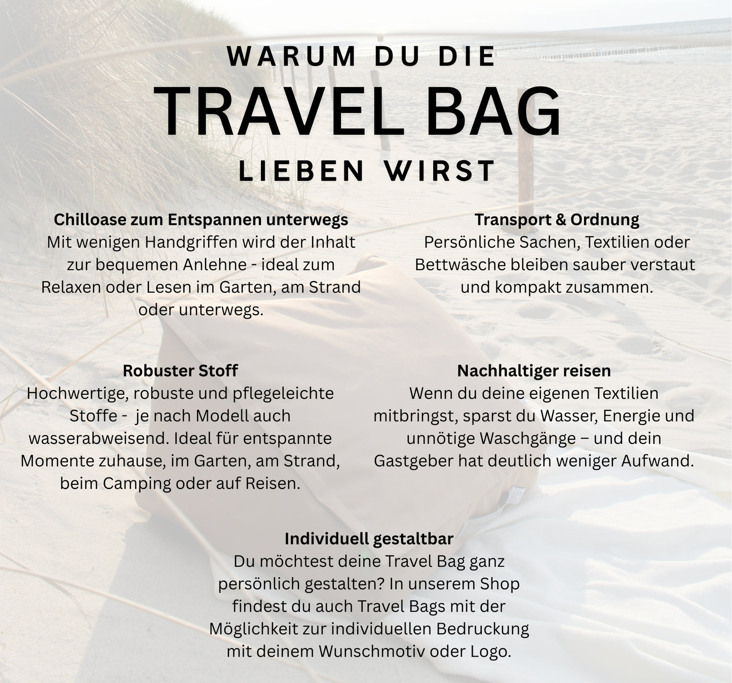 Travel-Bag unbedruckt – Indoor Beige